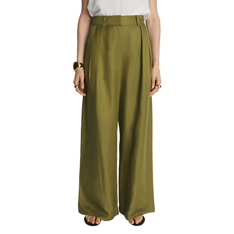 Veronika Maine Drapey Viscose Linen Wide Leg Pant image number 0
